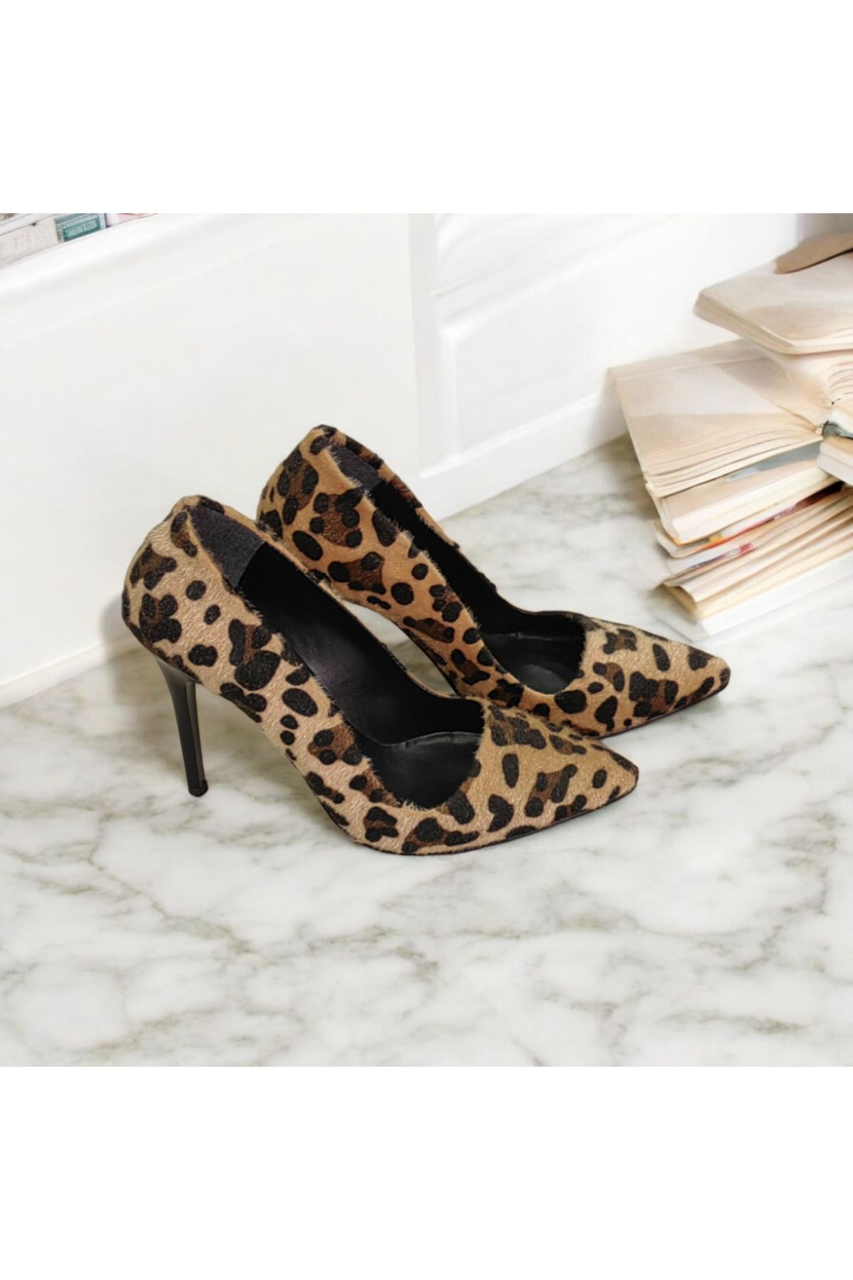 Steletto leopar desenli