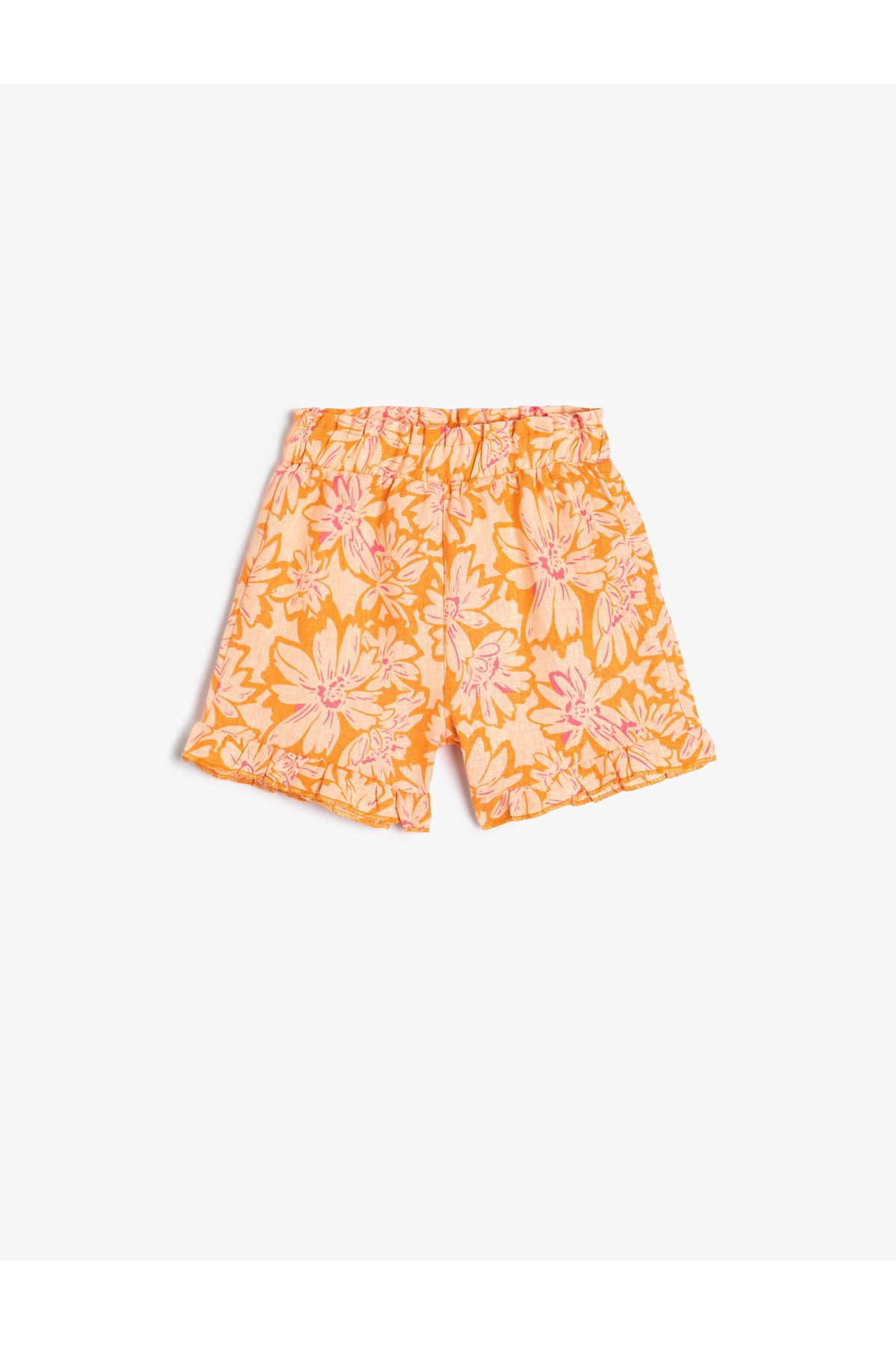 Koton-Floral Shorts with Ruffle Detail and Elastic Waist 1