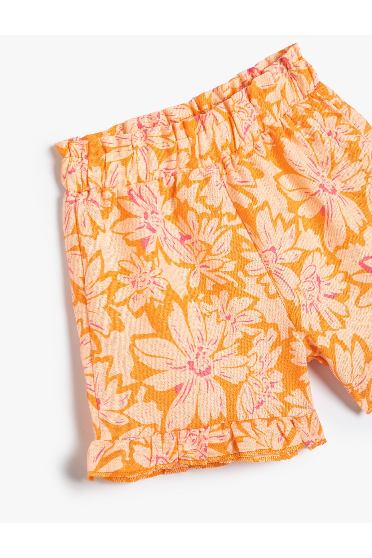 Koton-Floral Shorts with Ruffle Detail and Elastic Waist 3