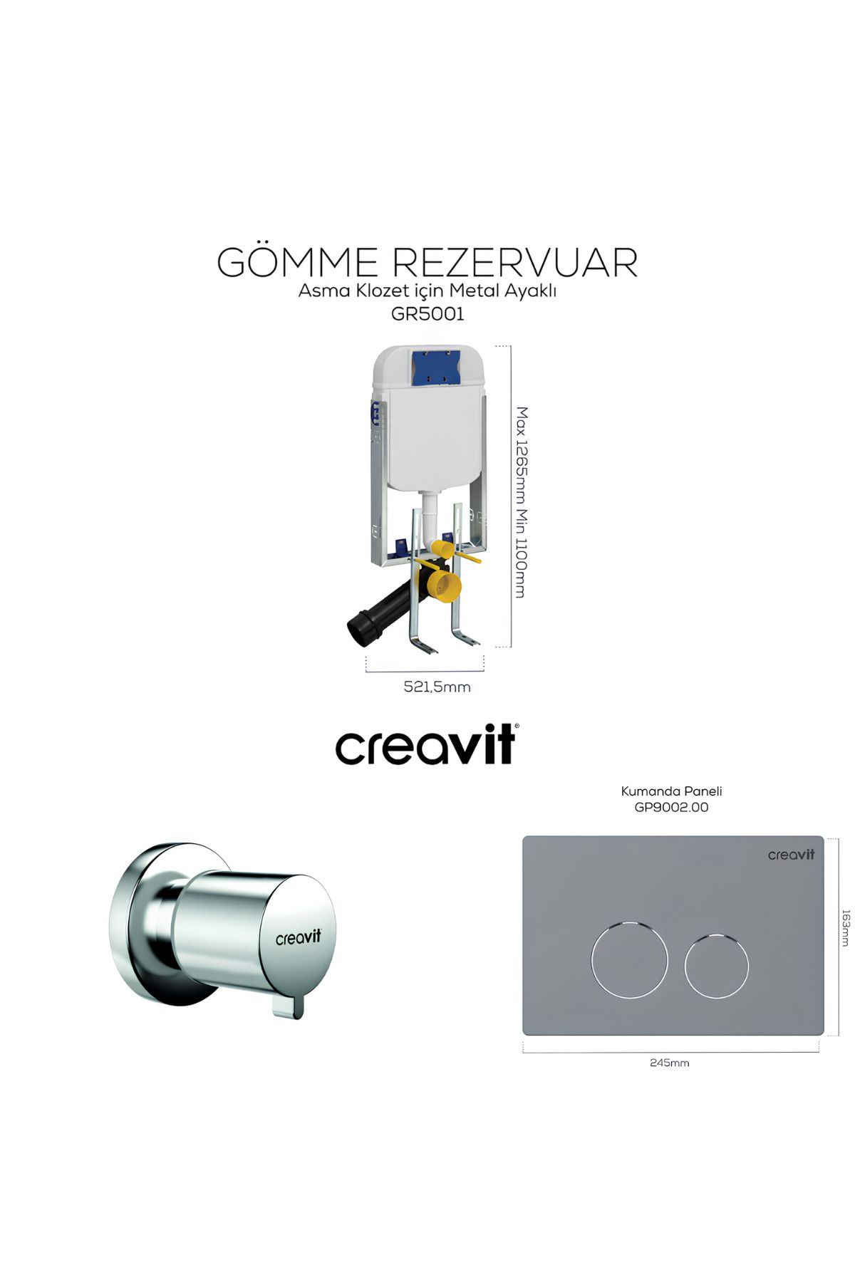 Creavit Terra Gömme Rezervuar Seti,GR5001,GP9002,MS.AC50L