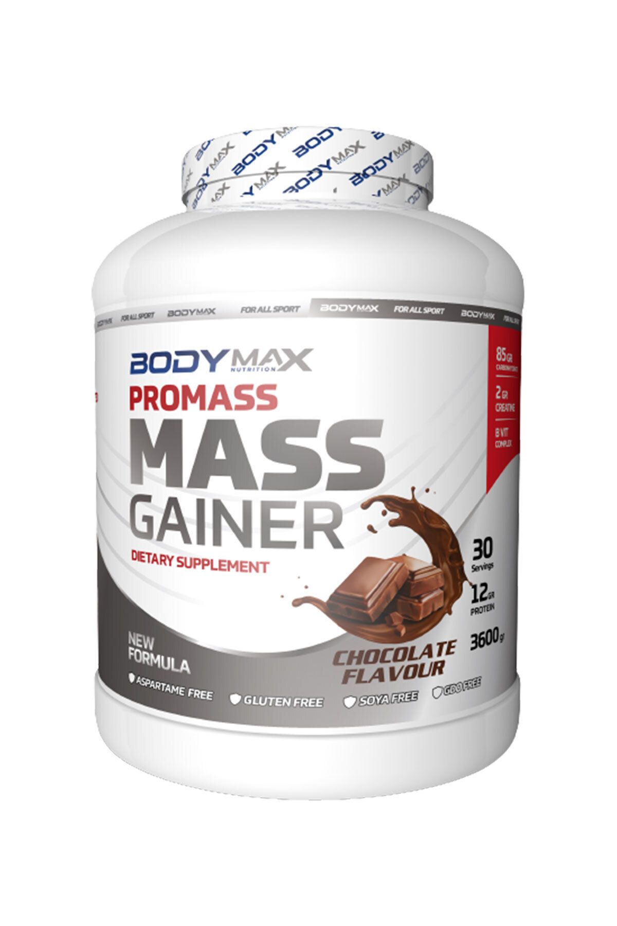 BODYMAX-Promass Mass Gainer 3600 Gr - Chocolate Flavored, Amino8000 Acid Tablet + Shaker Gift 2