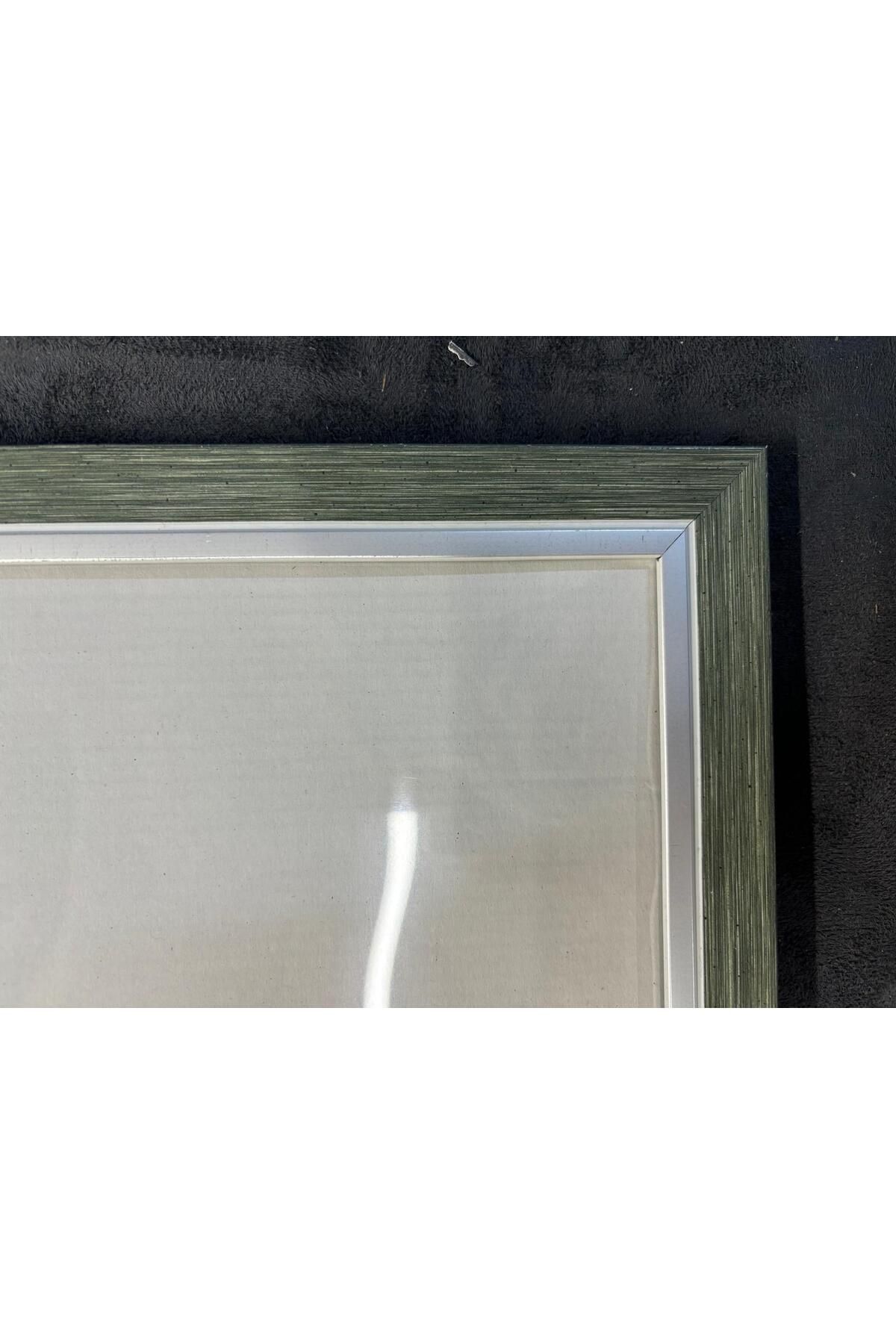 AS TİCARET 50x70 gümüş çizgili yeşil puzzele poster resim çerçevesi