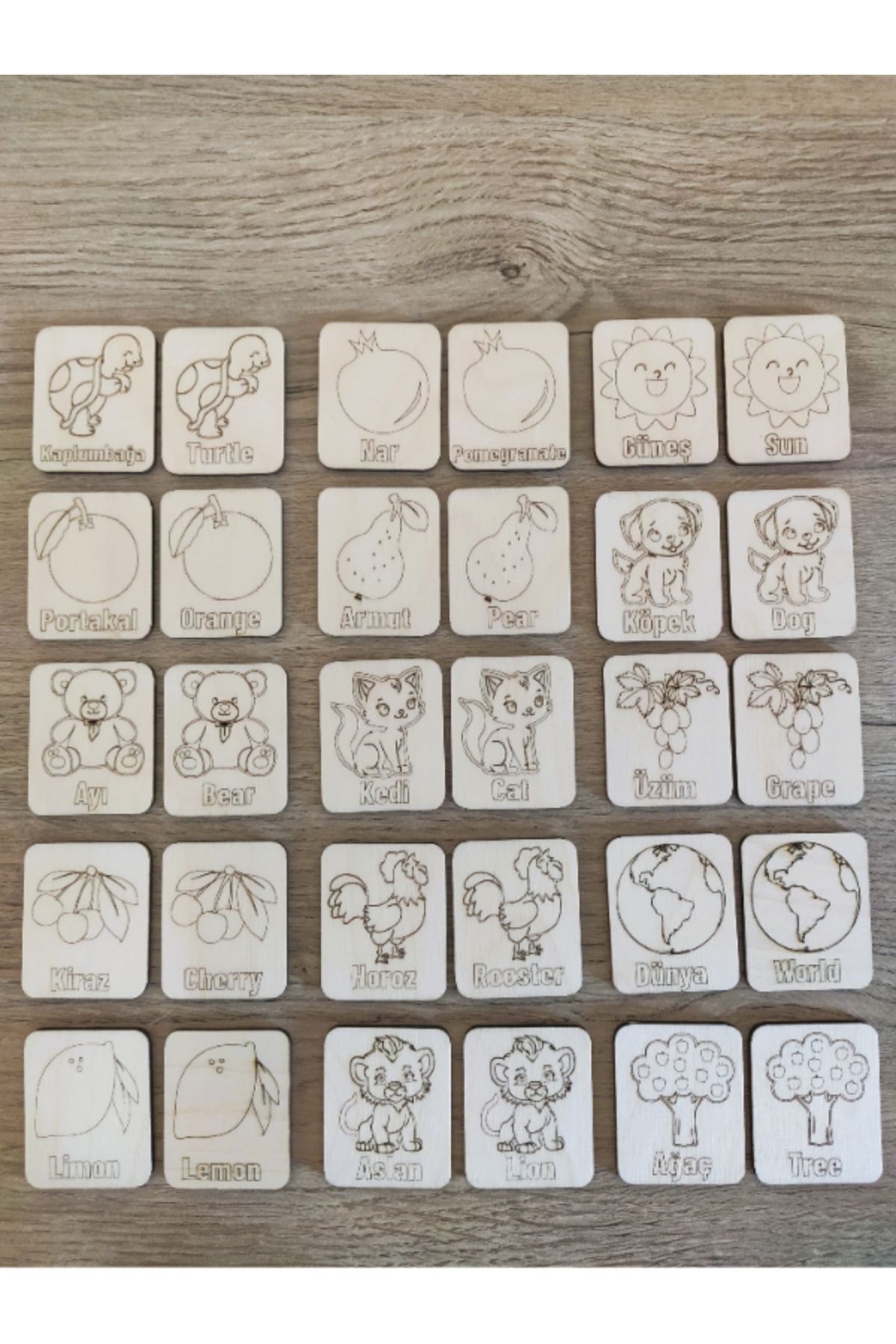 Ekim Craft Ahşap Eğitici Hafıza Eşleştirme Oyunu,30 Parca Karma Ingilizce Destekli Boyanabilir Zeka Kartı fotoğrafı 2 (önizleme)