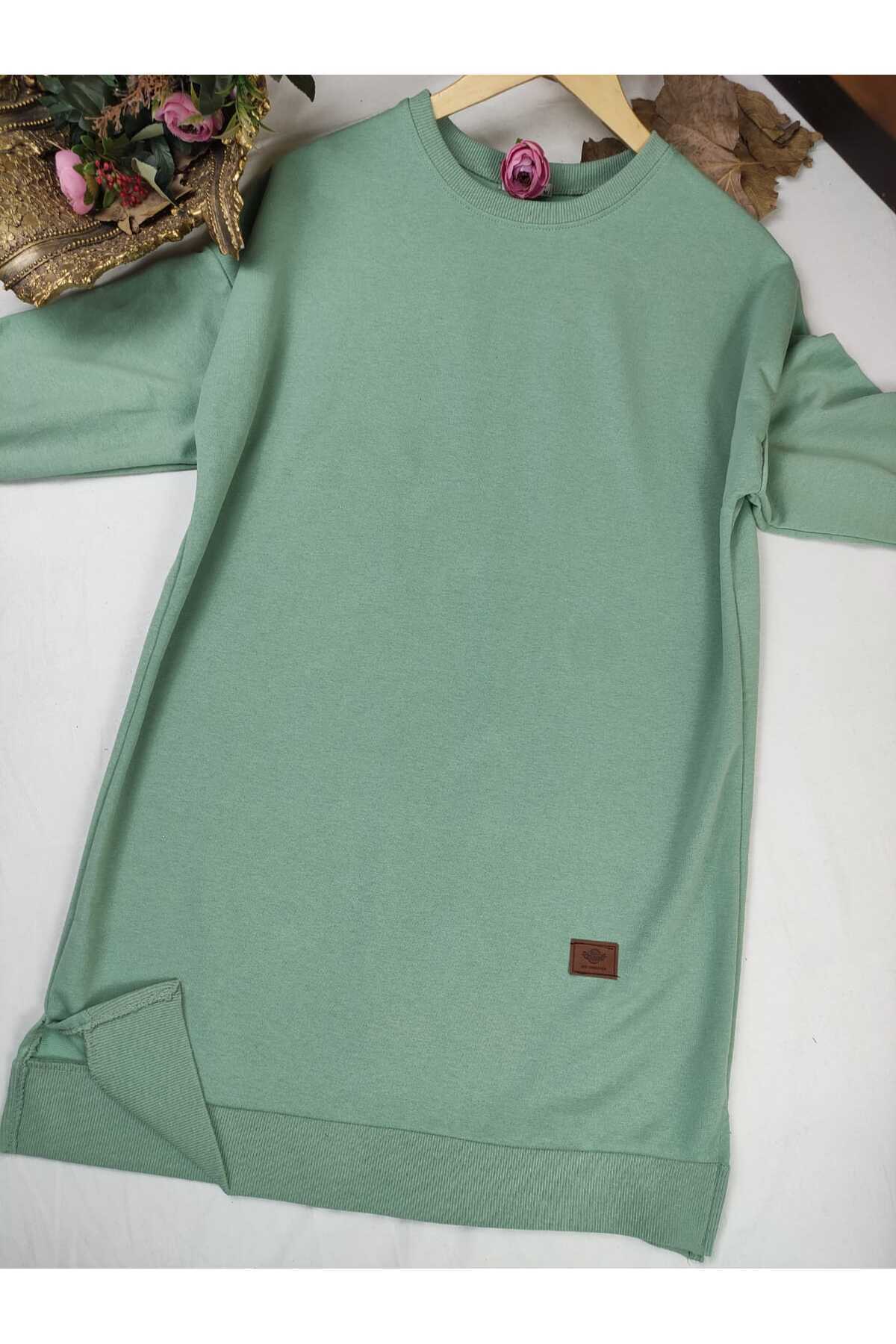 ALMİNA İKİ İPLİK PAMUK PENYE TESETTÜR TUNİK SWEATSHİRT