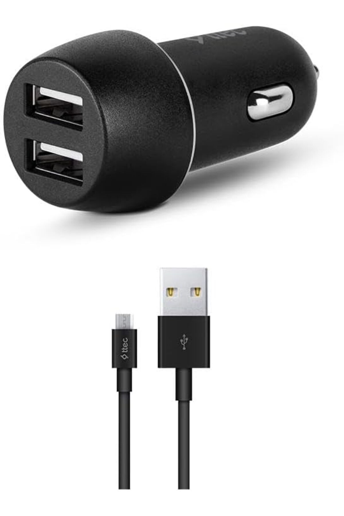 STOREMAX efshopx SmartCharger Duo 3.1A Araç Şarj Aleti Çift USB + Micro USB Kablo Siyah New Desing 1002192