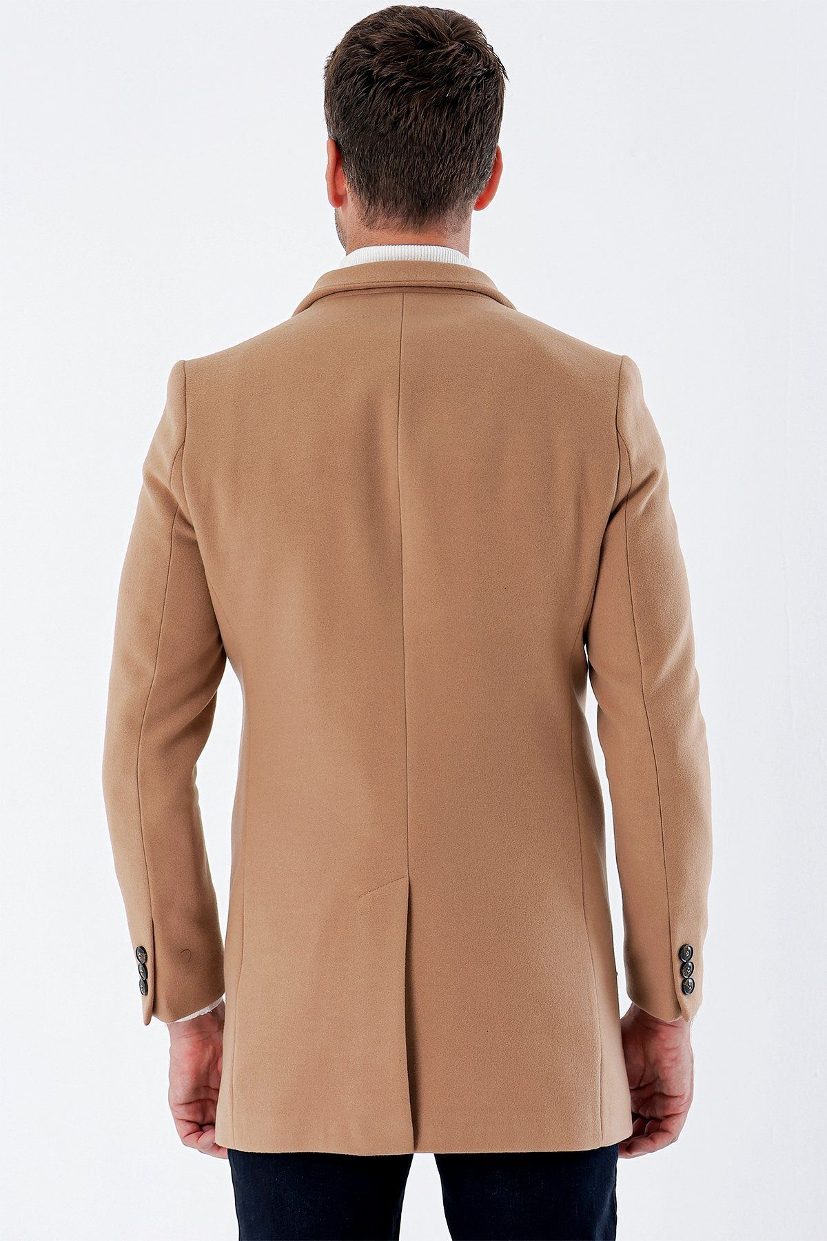کت مردانه TABA STAMP MONO COLLAR LINER SLIM FIT BARK CUT کلاسیک COAT 1008235171 İmza