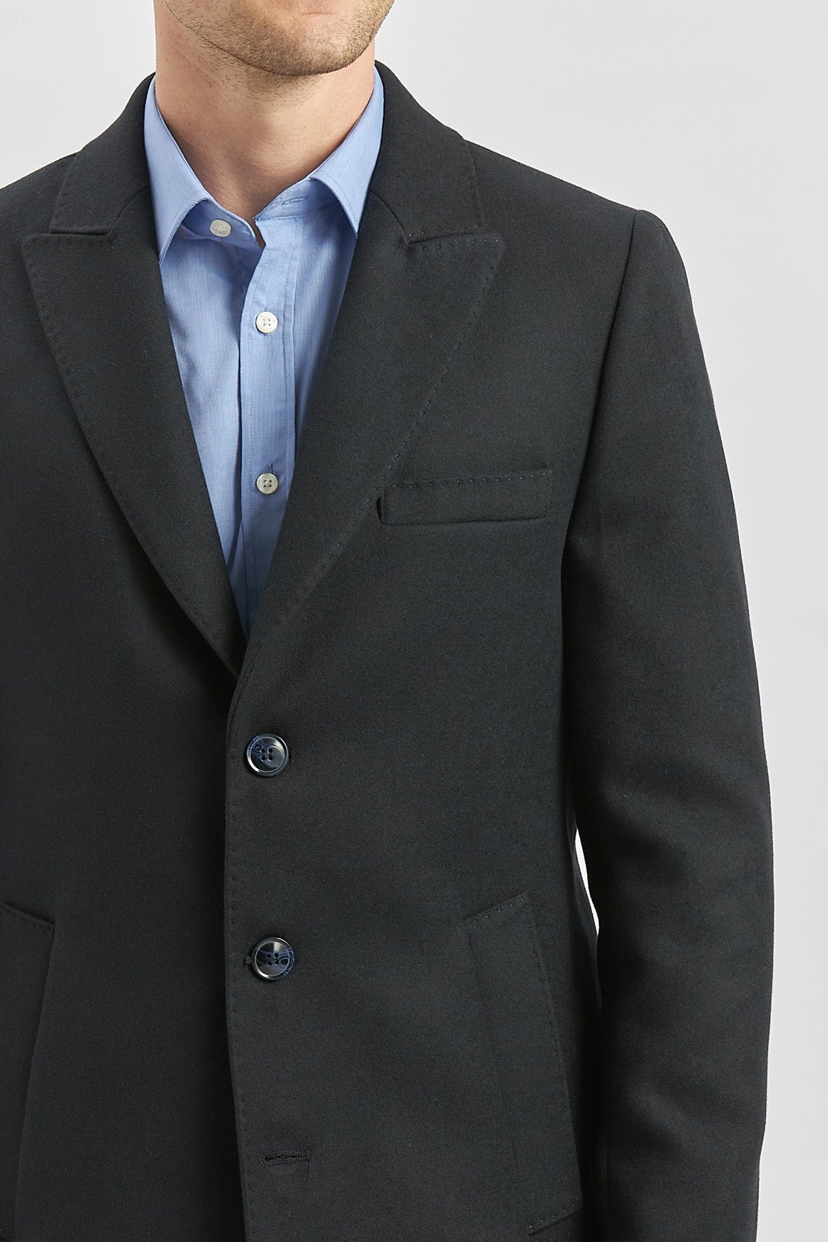 İmza  Koyu Lacivert Kaşe Kırlangıç Yaka Yırtmaçlı Kapitoneli Astar Comfort Fit Palto 1005245157 - Görsel 6