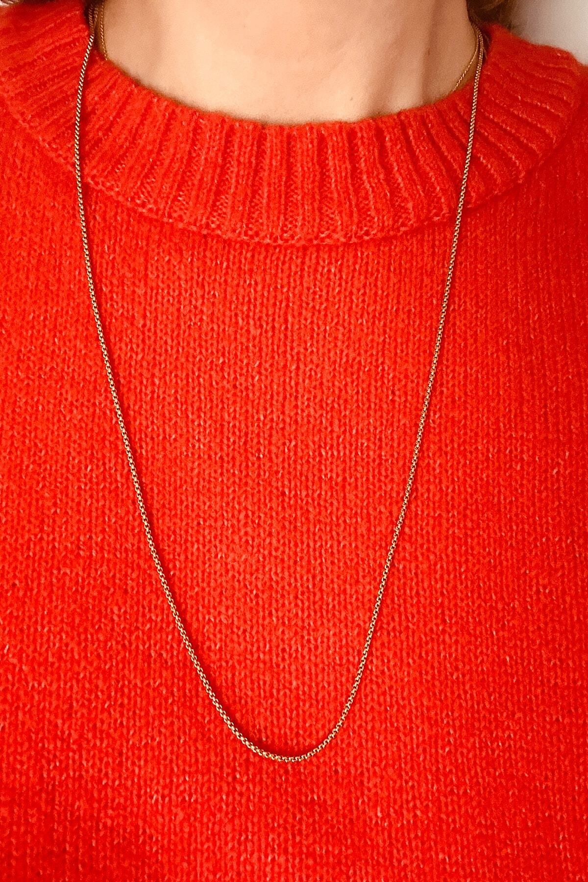 Medusa Accessories-316L Stainless Steel Round Box Chain Necklace Gold Color 1mm Thickness 65cm Length 3