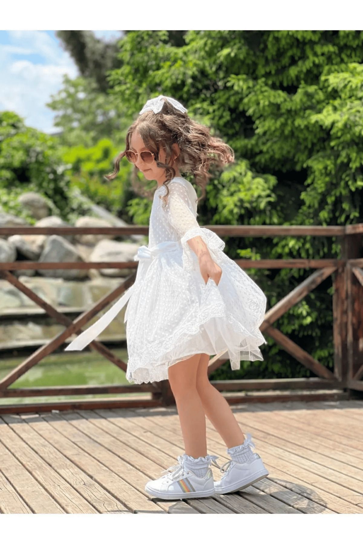 lillia kids-Polka Dot Lace Buckle Princess Model Children's Dress 2