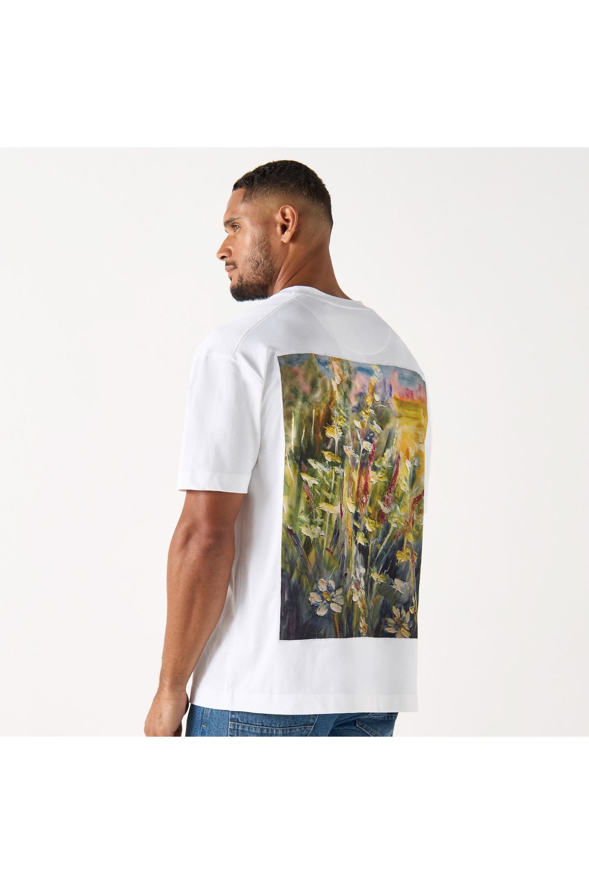 Iconic-Floral Print T-shirt with Short Sleeves and Crew Neck 1