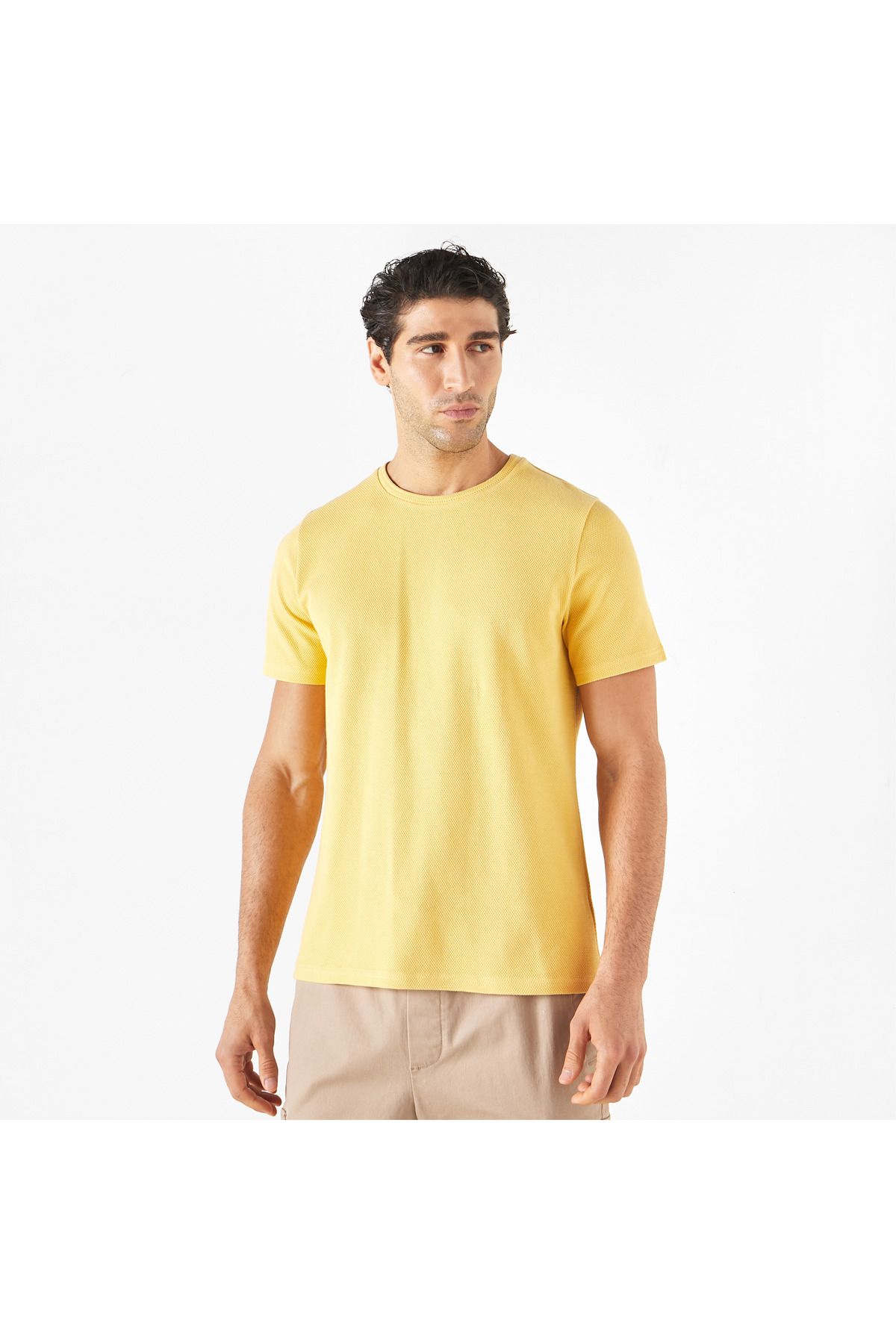 Iconic-Textured T-shirt with Crew Neck and Short Sleeves 1