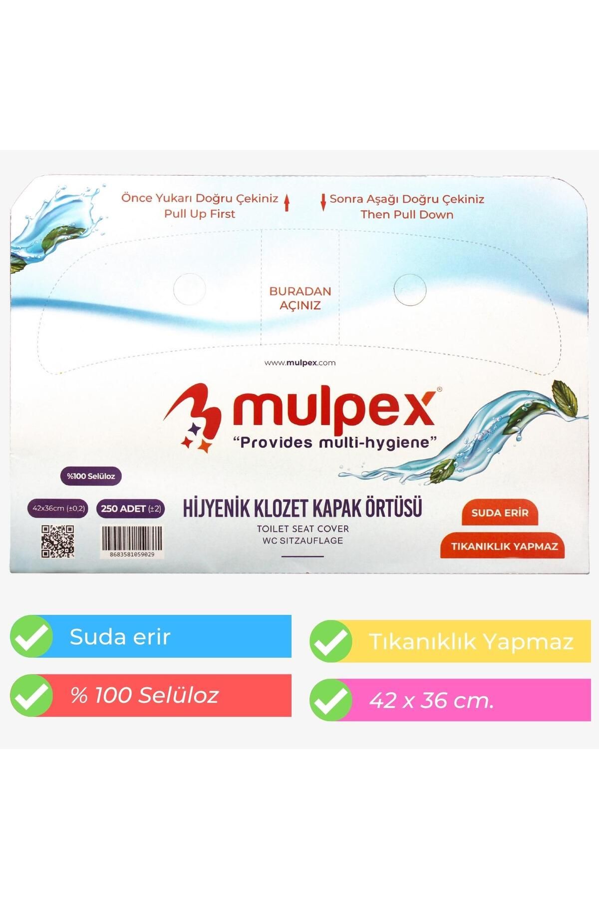 Mulpex Hijyenik Klozet Kapak Örtüsü 1 Pkt. : 250 Adet (%100 SELÜLOZ)