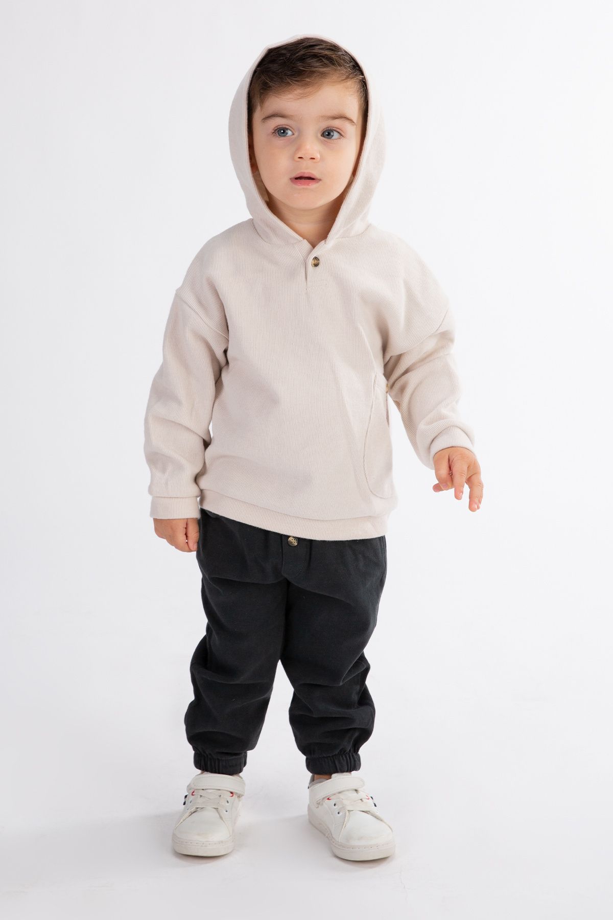 Harika KIDS-Boy's Hooded Thessaloniki-Gabardine Fabric Bottom and Top Set 1