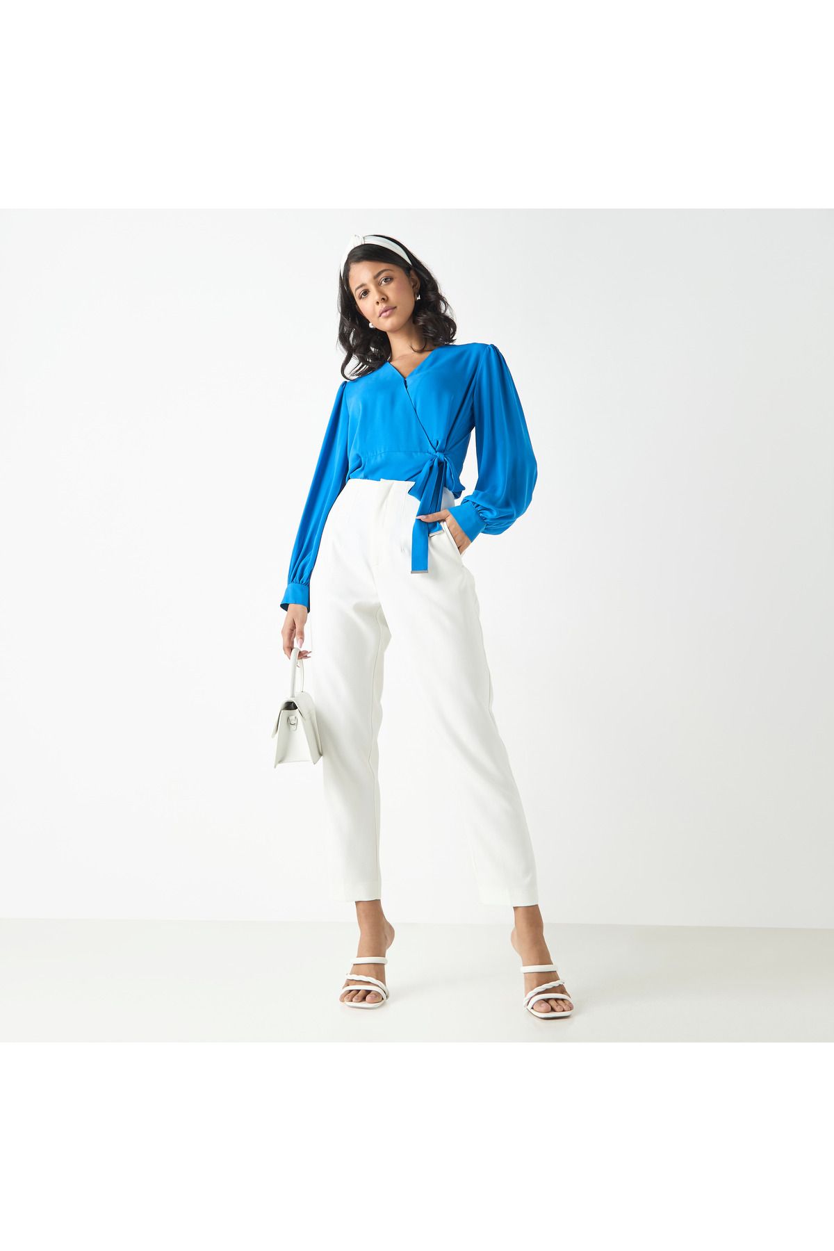 Iconic-Solid Top with Tie-Ups and Volume Sleeves 2