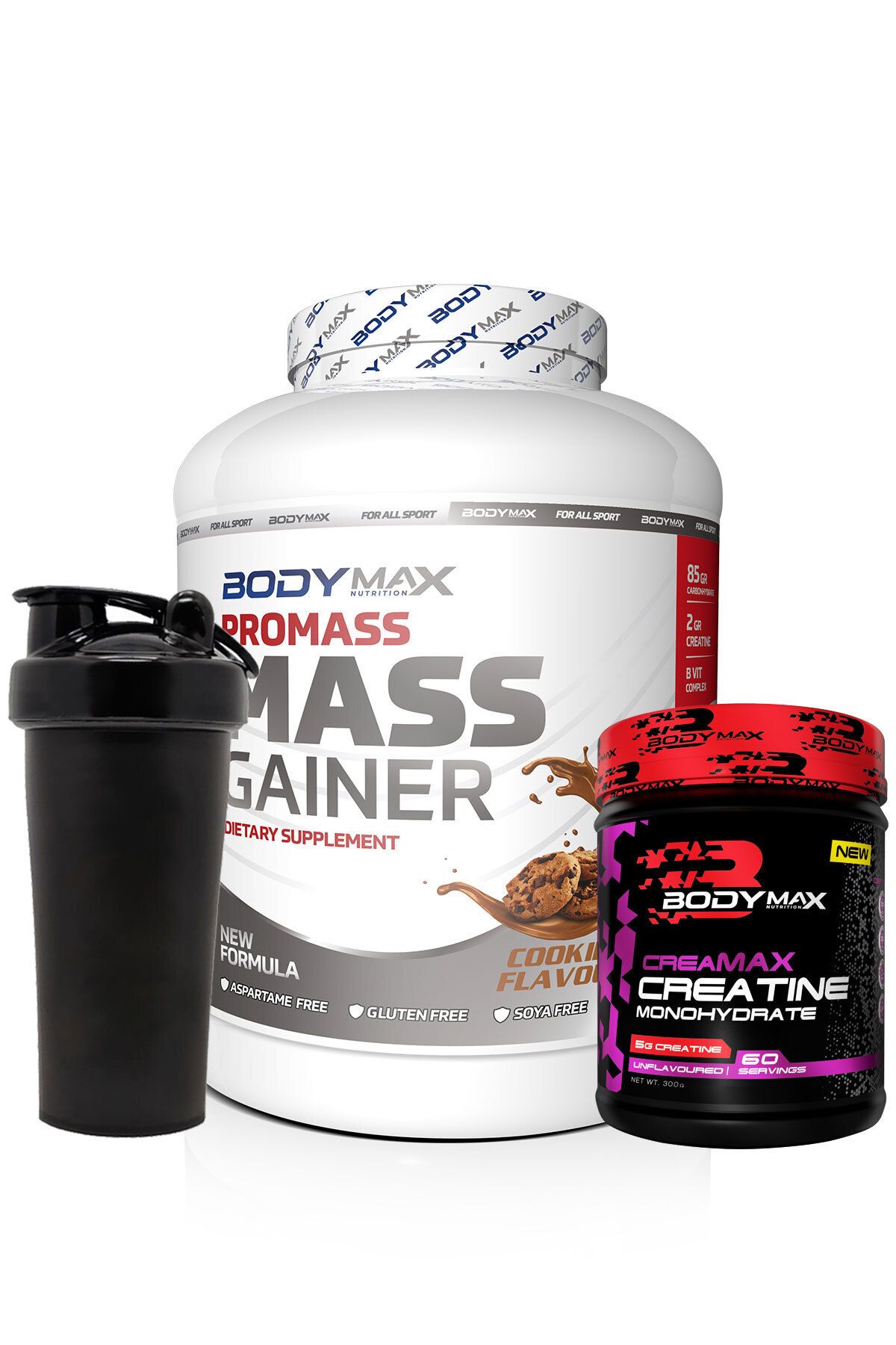 Promass Mass Gainer 3600 Gr Kurabiye Aromalı + Creamax Kreatin 300 Gr + Shaker Hediyeli