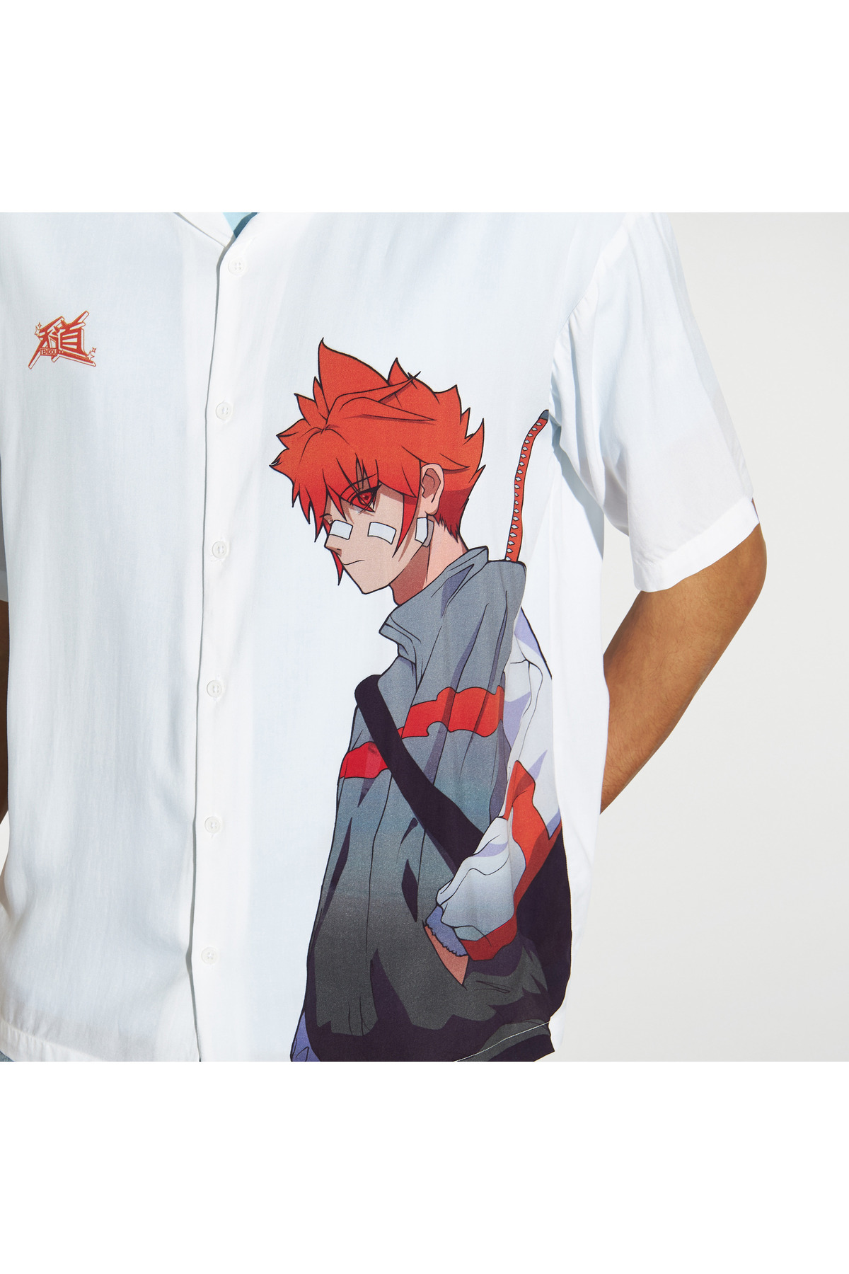 SP Characters-Anime Print Shirt with Camp Collar and Short Sleeves 4