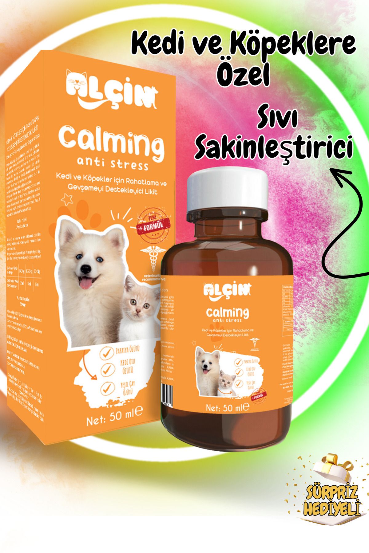 ALÇİN Calming Anti Stress Kedi ve Köpekler için Sıvı Sakinleştirici Damla 50 Ml