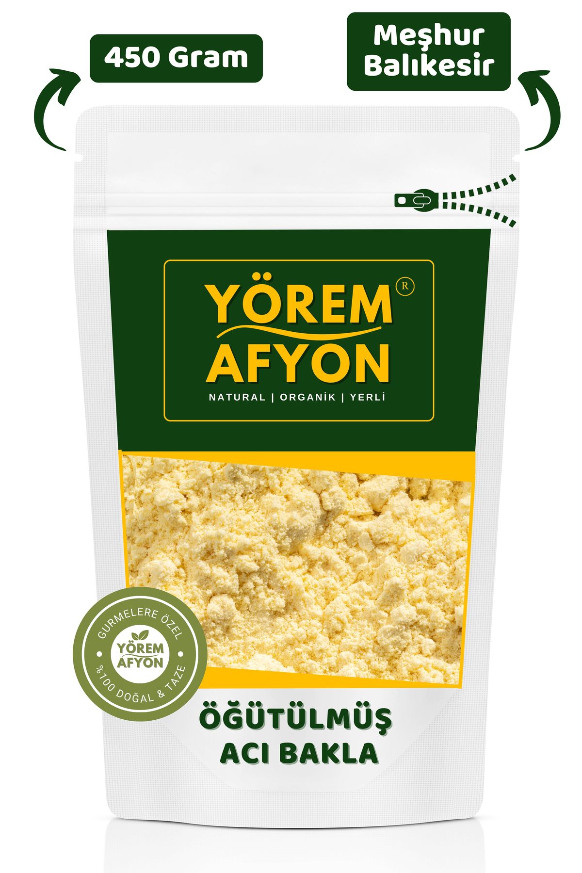 Gülçehre Yörem Afyon Meşhur Balıkesir Öğütülmüş Acı Bakla Unu, Tozu Termiye, Yahudi Baklası | 900Gr.