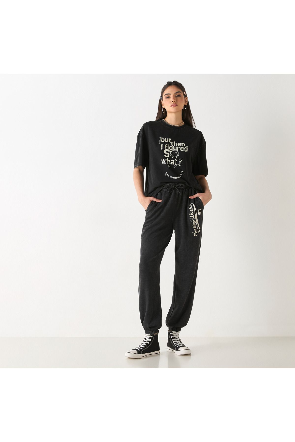 SP Characters-SmileyWorld Print Joggers with Pockets and Drawstring Closure 2