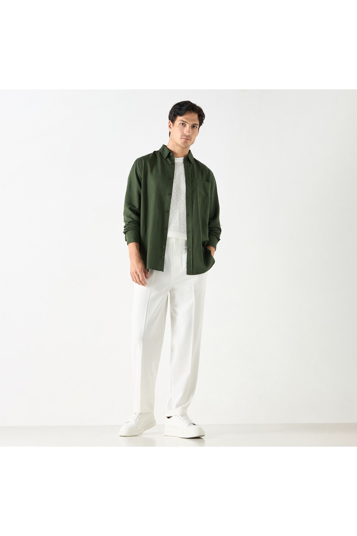 Iconic-Solid Pants with Button Closure and Pockets 2