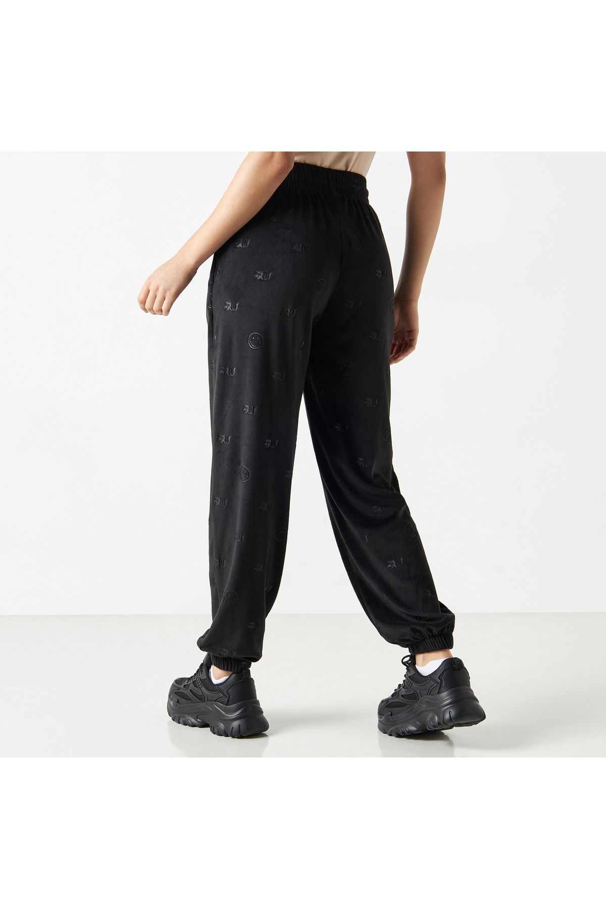 SP Characters-Smiley World Embossed Joggers with Drawstring Closure and Pockets 3