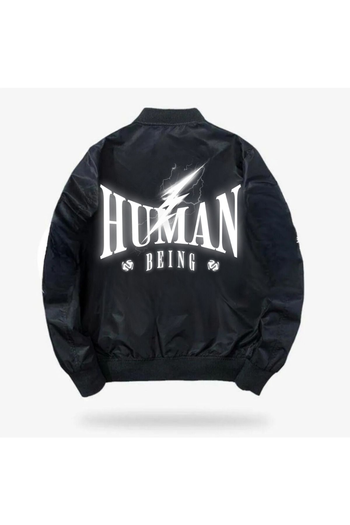 BAREM BUTİK Barem Butik  Human Baskılı Unisex Bomber Ceket