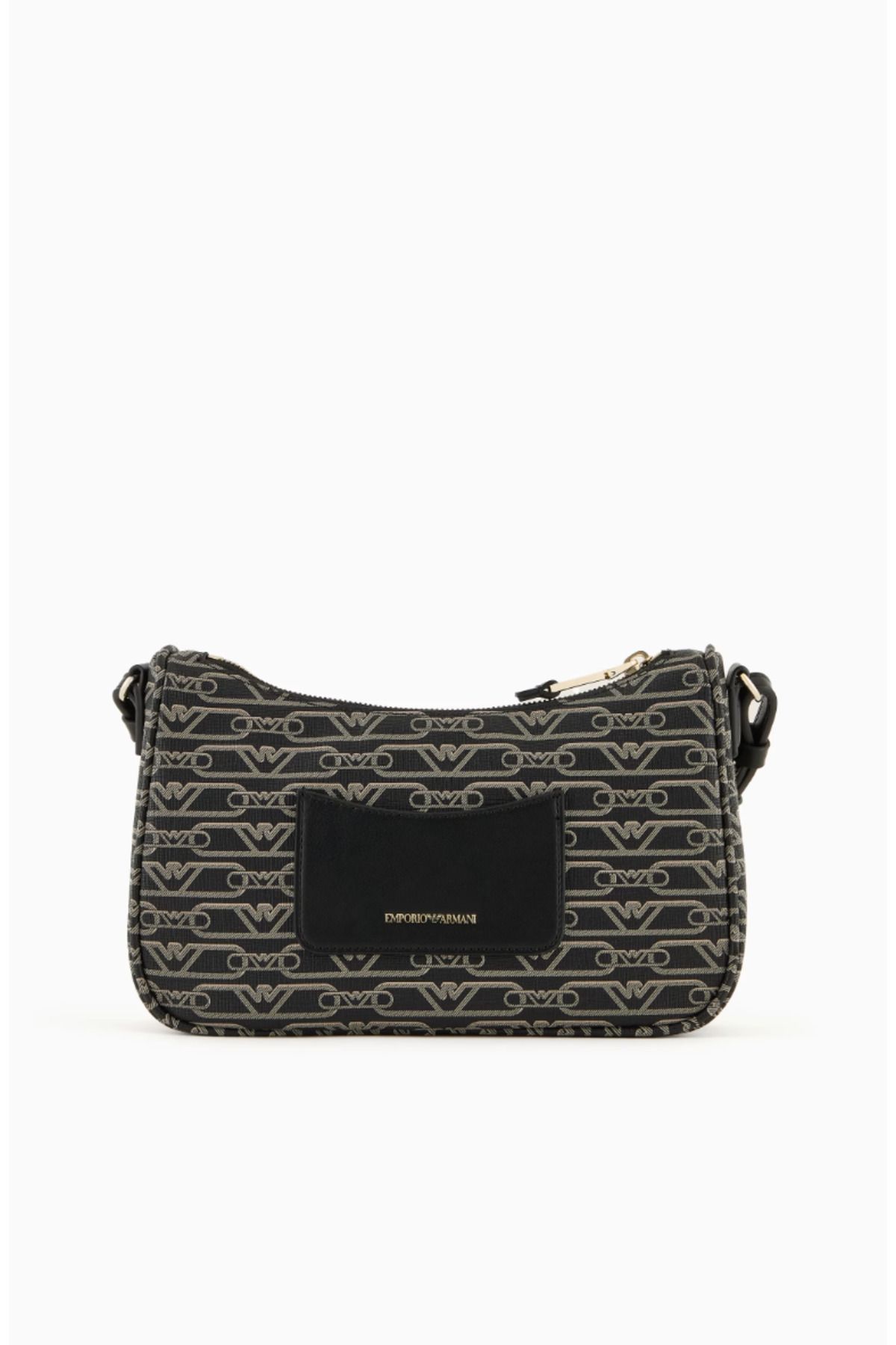 Emporio Armani-Baguette Bag with All-Over Monogram Print 3