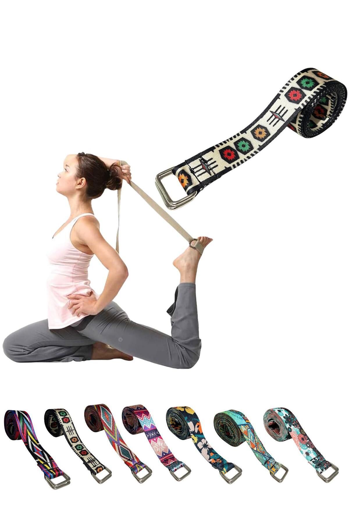 REMEGE Yoga Kemeri - 200 Cm Yoga Kemeri - Dijital Baskılı Pamuklu Yıkanabilir Yoga Kemeri - Yoga Kayışı