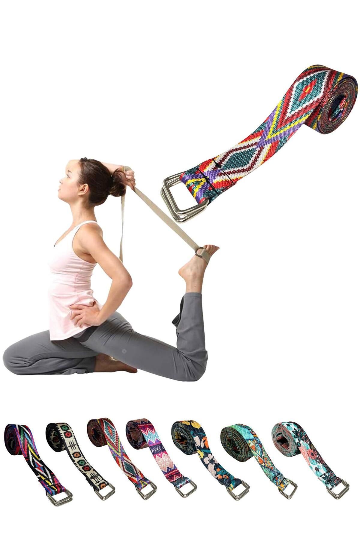 REMEGE Yoga Kemeri - 200 Cm Yoga Kemeri - Dijital Baskılı Pamuklu Yıkanabilir Yoga Kemeri - Yoga Kayışı