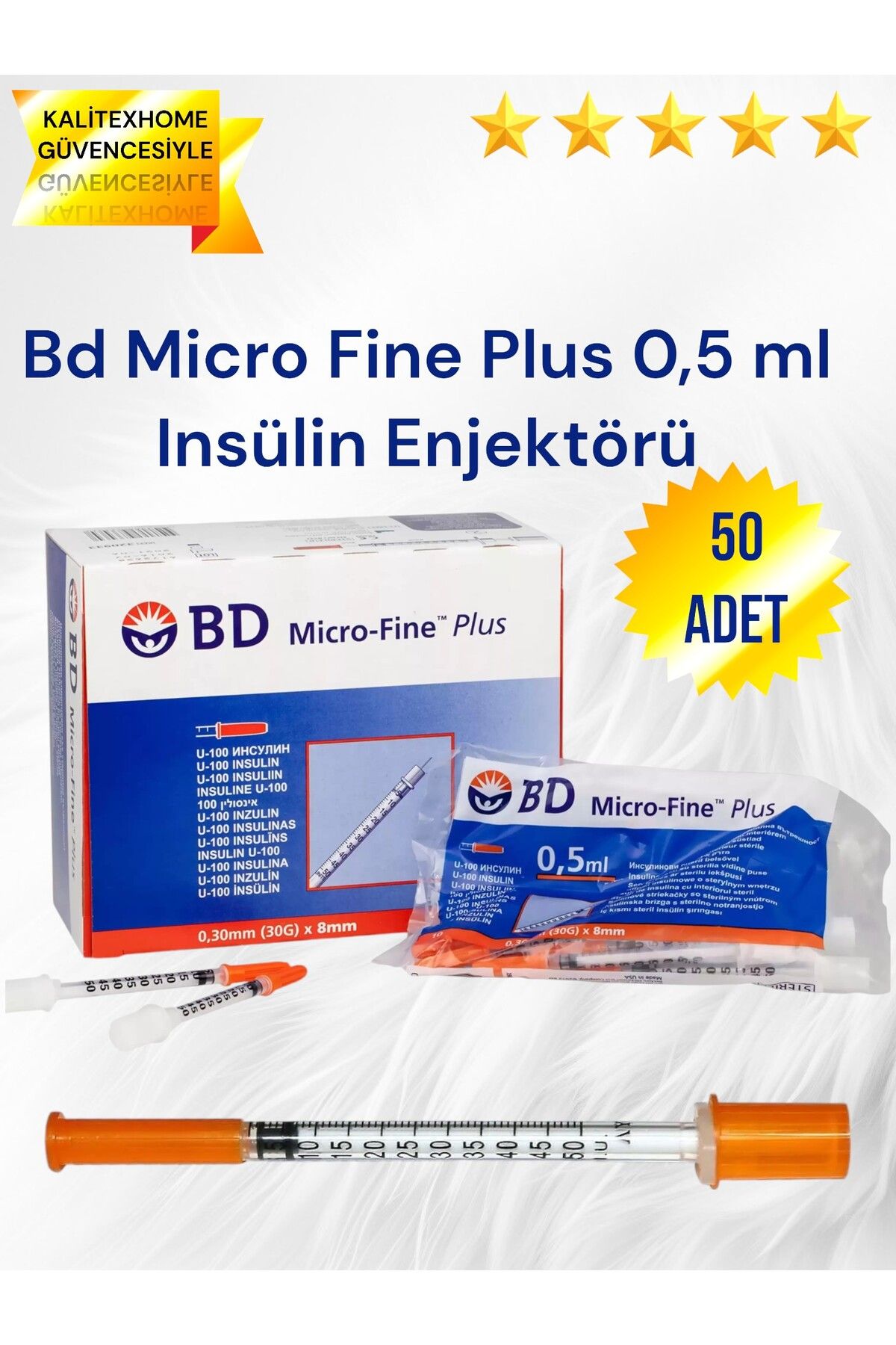 BD MICROLANCE Enjektör 0.5 Ml (30 GR*8MM) 50 ADET