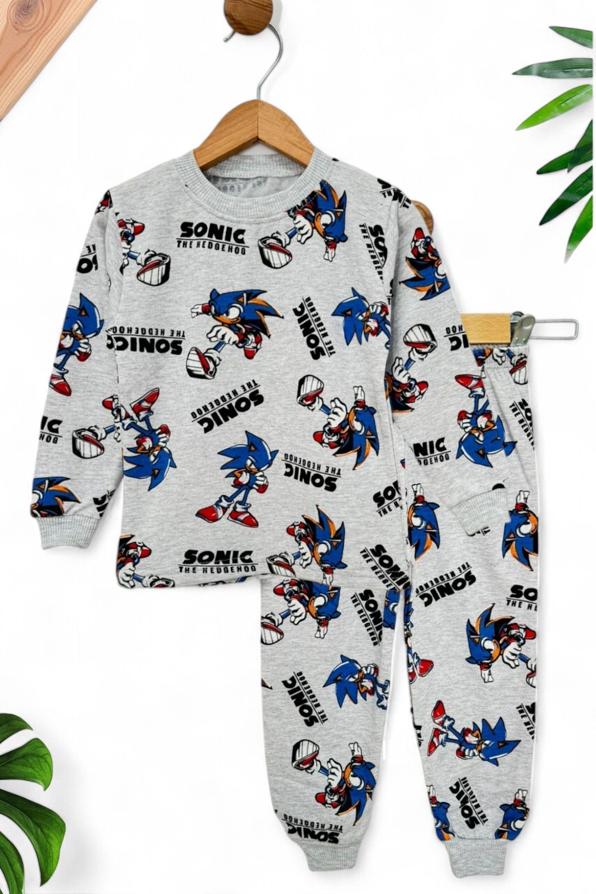 Ege Bebek-Boy's Sonic Printed Charded Medium Thickness Nightwear Set 1-8 Years 1