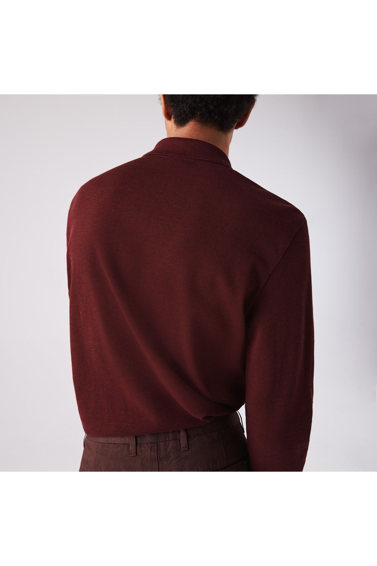 تی شرت یقه پولو قرمز مردانه آستین بلند کلاسیک Marl L.12.12 Bordeaux Polo Lacoste