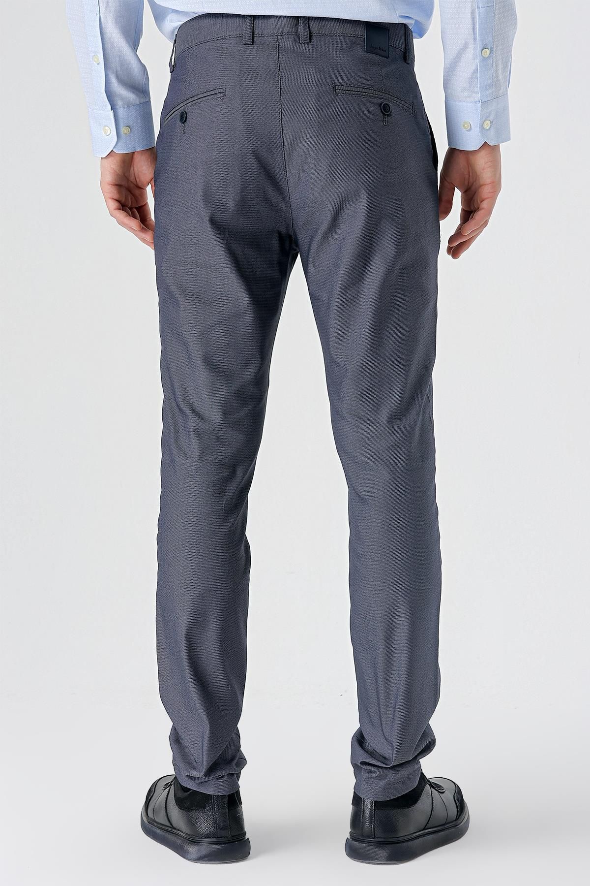 شلوار مردانه پنبه آبی تیره طرف ای باریک و مناسب CHINO PANTS 1003240150 İmza