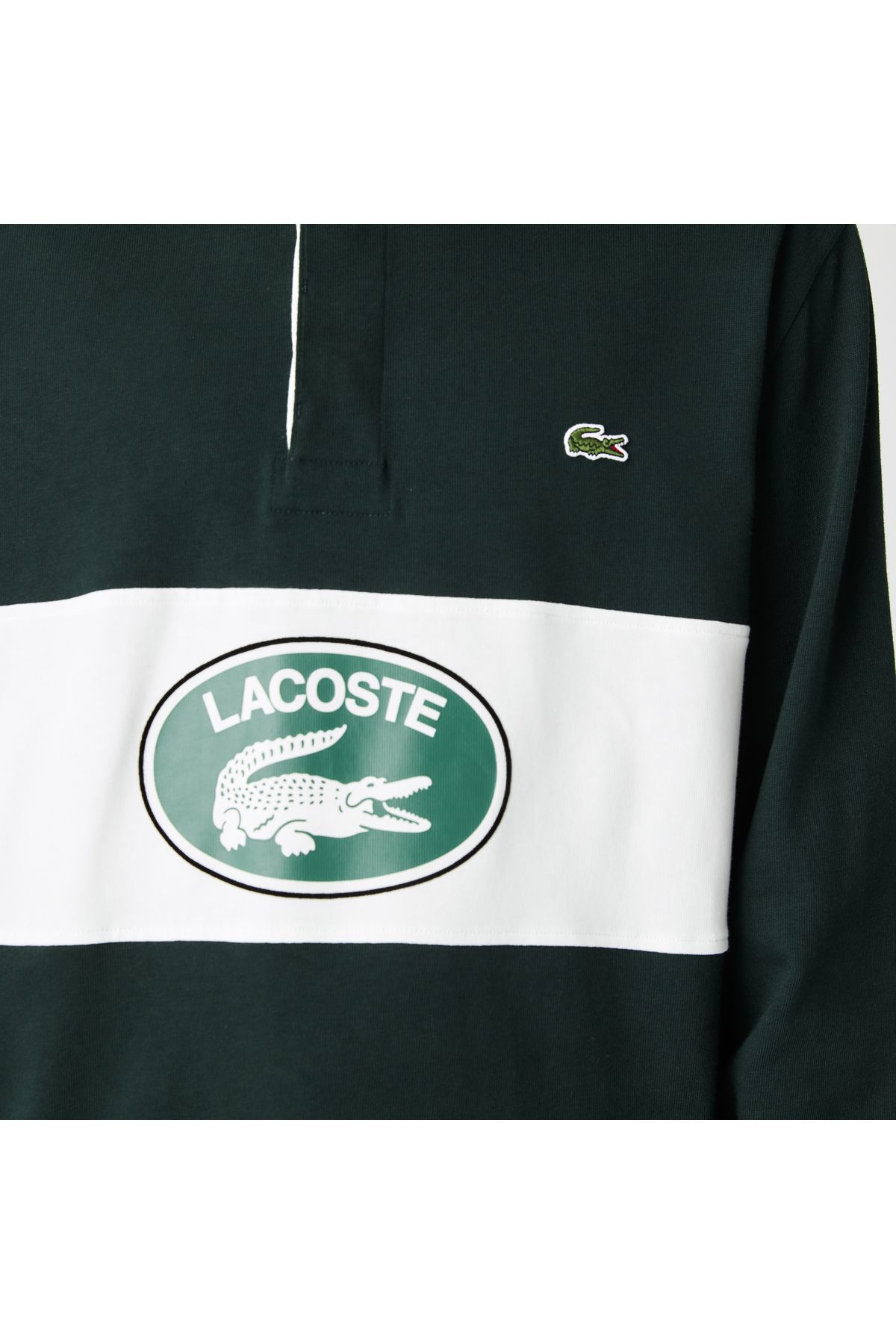 سویشرت سبز مردانه آستین بلند و طرح دار Lacoste