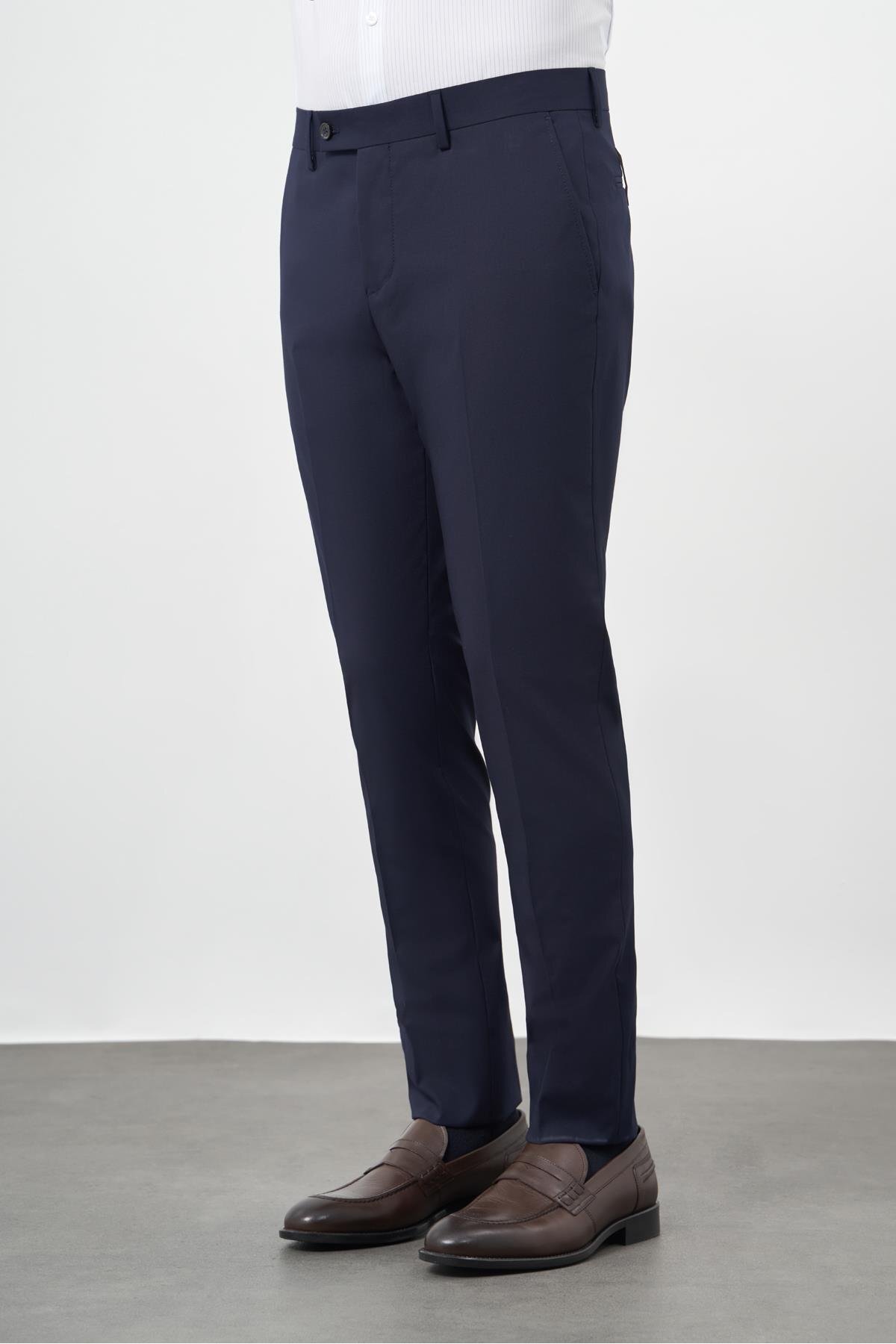 İmza Erkek Lacivert Esnek Yandan Cepli Slim Fit Pantolon 1003245313 görsel 3