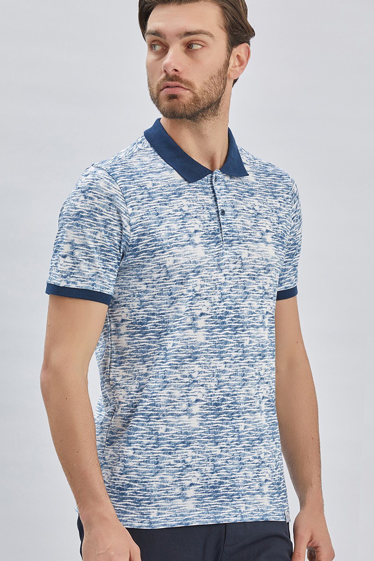 تی شرت یقه پولو مردانه NAVY BLIND PIKE PICE POLO YAKA GARNI 100 ٪ پنبه گاه İmza