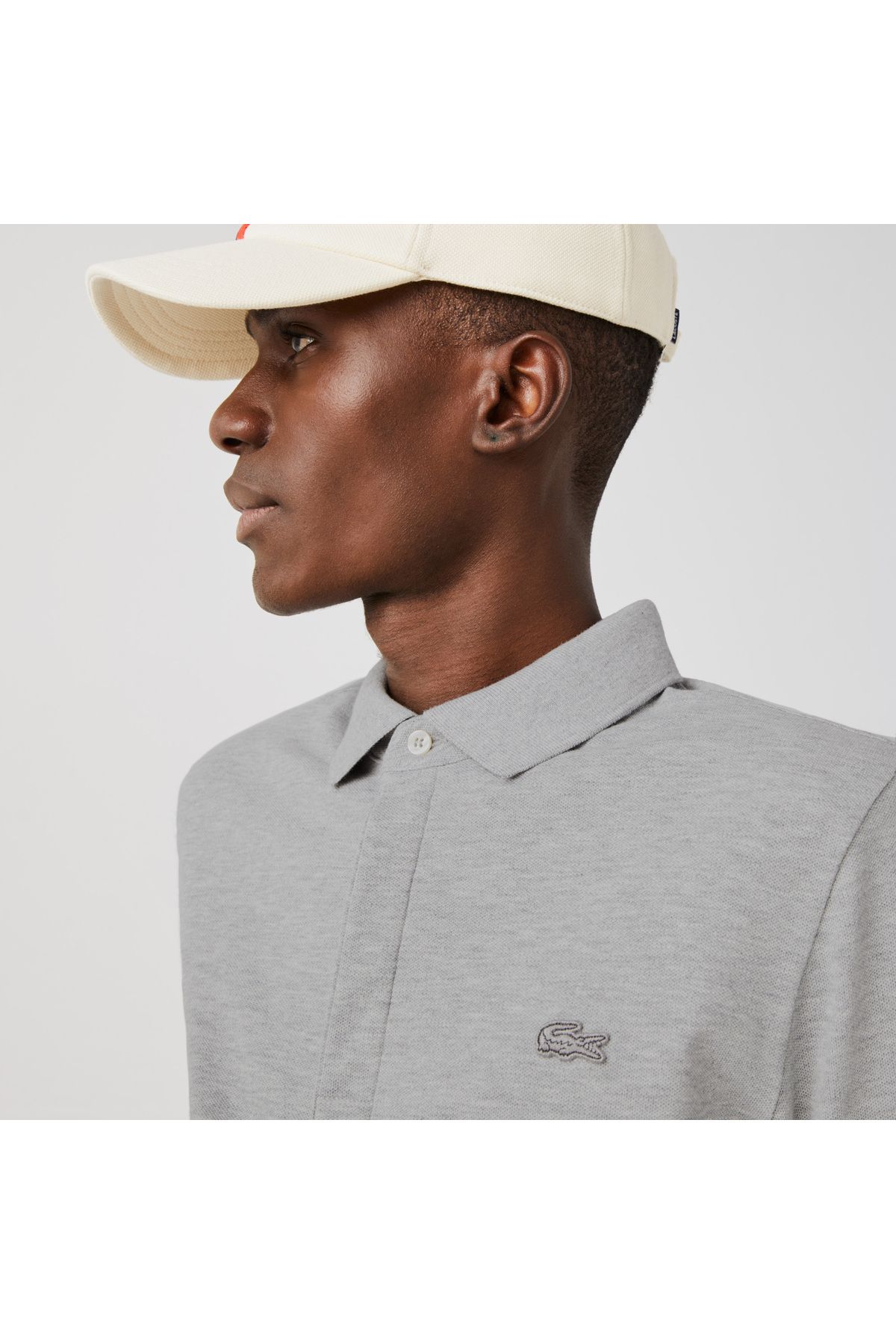 تی شرت یقه پولو سفید مردانه به طور منظم و پاریس چوگان Lacoste