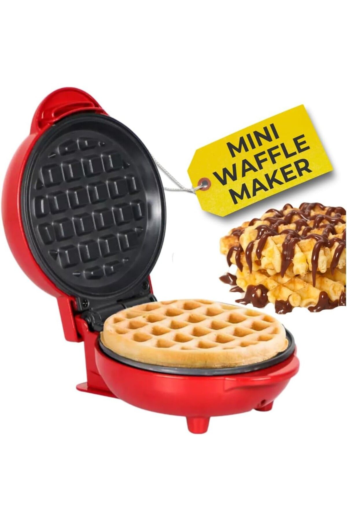 VARSTHREE Mini Waffle Makinesi 4.5 inç, Hızlı Isınan, Yapışmaz ve Kompakt Waffle Demiri