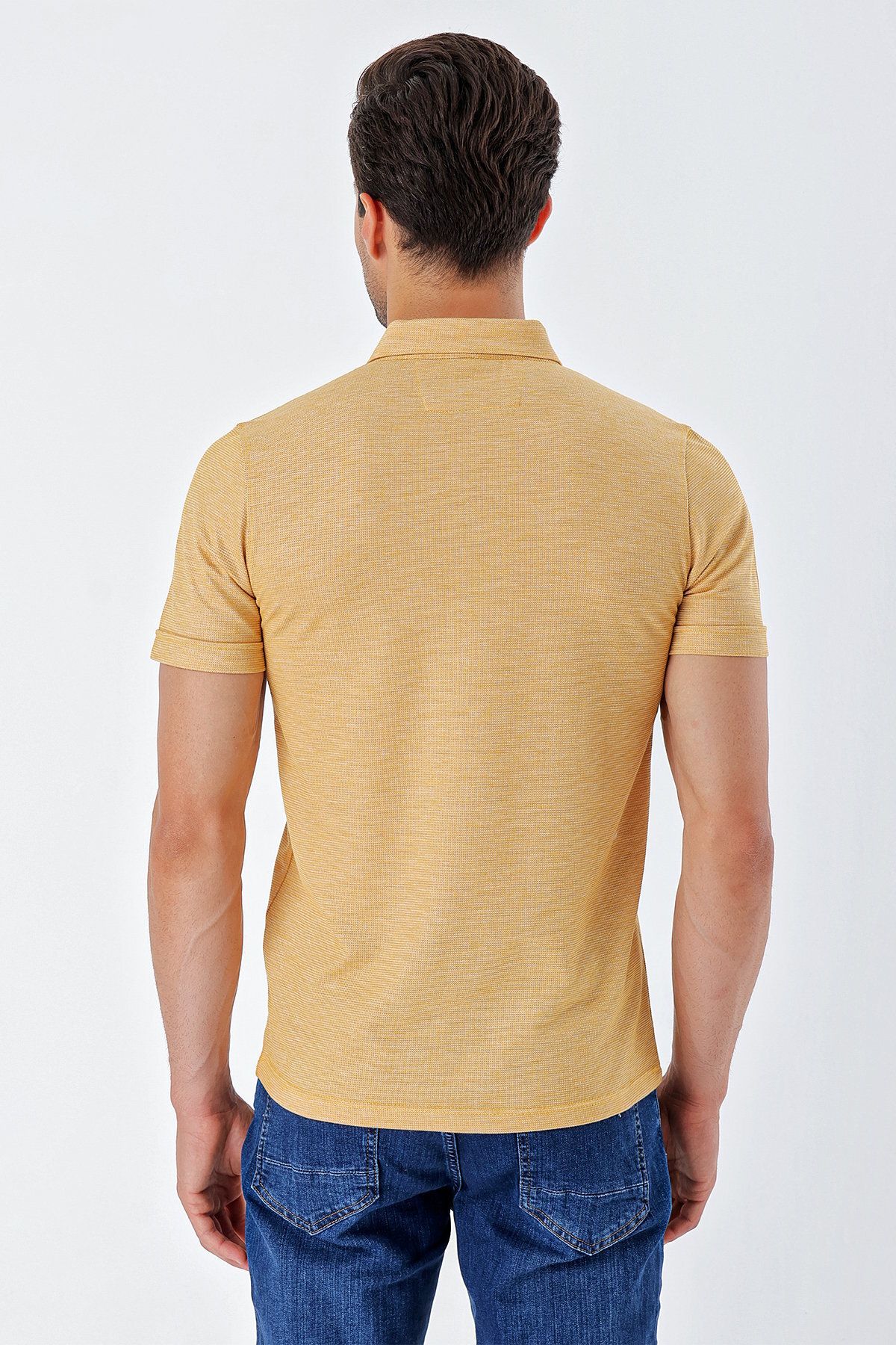 تی شرت مردانه کوتاه ارسال دکمه ARTY BUTTON CLASS کلاسیک SLIM FIT NIGHT CUTT THIRT 1011230165 İmza