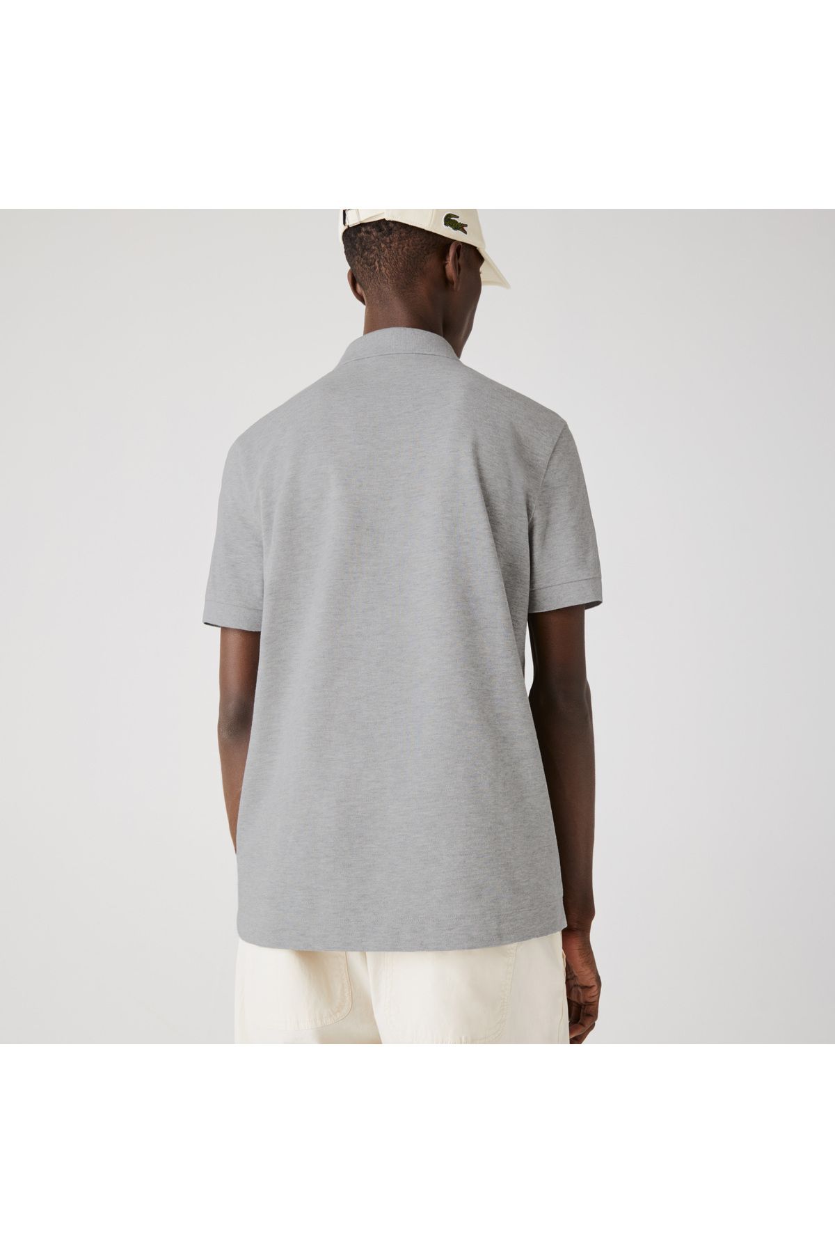 تی شرت یقه پولو سفید مردانه به طور منظم و پاریس چوگان Lacoste