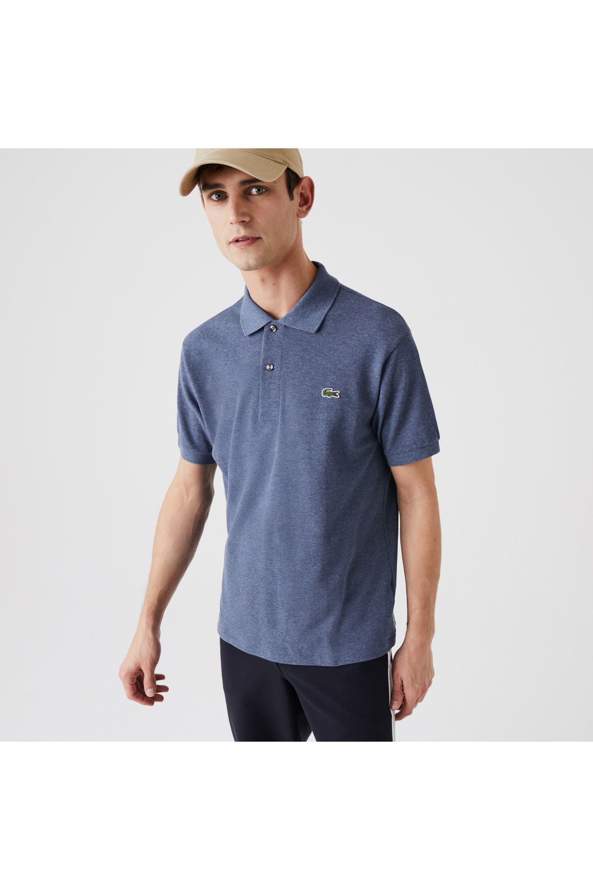 تی شرت یقه پولو آبی مردانه چوگان مناسب کلاسیک Lacoste