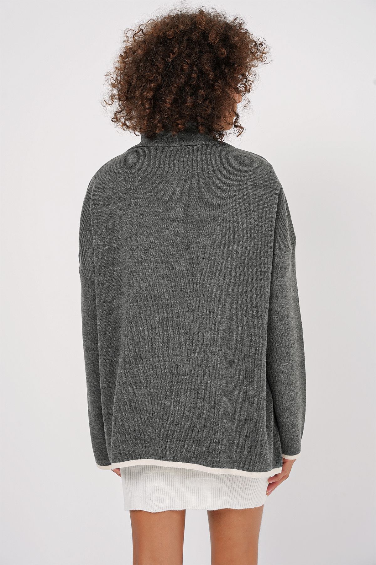 Bigdart-15846 Strickjacke mit Schalkragen – Anthrazit 5