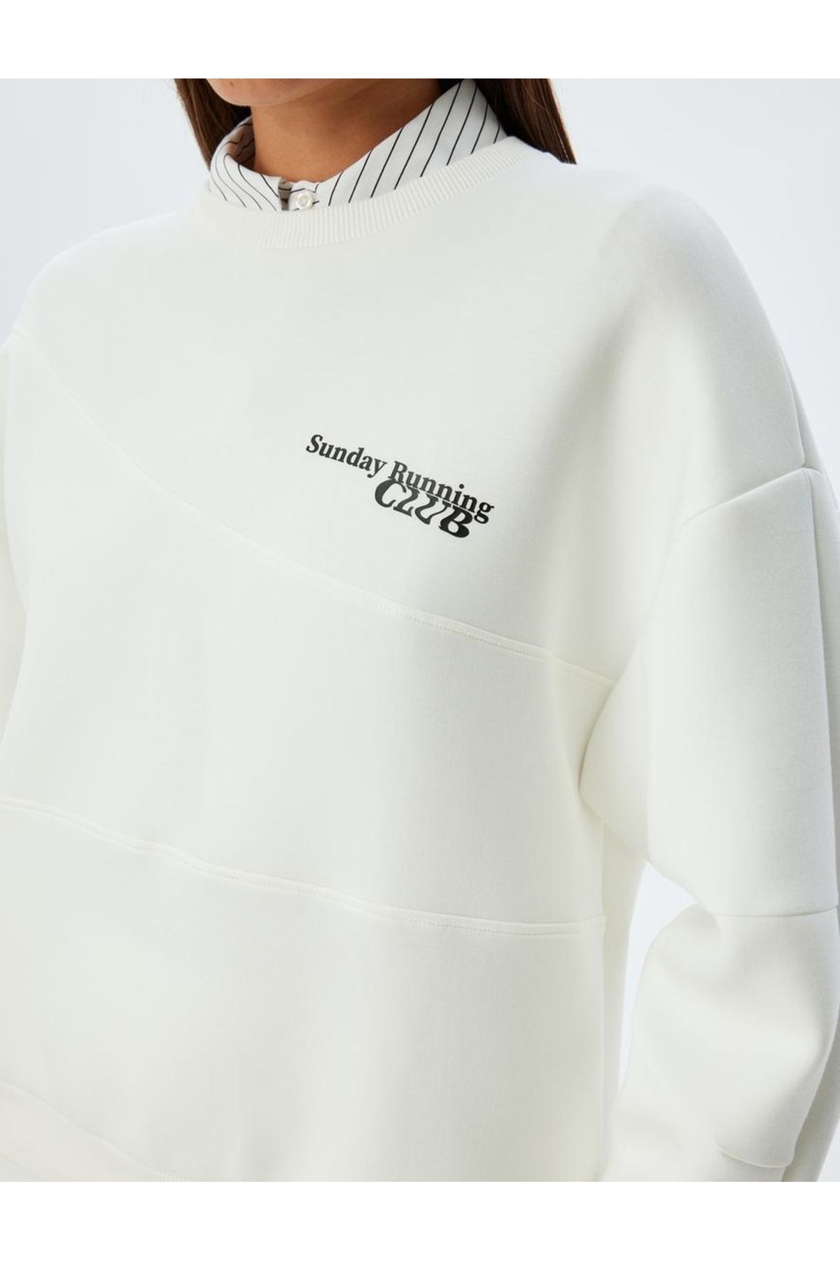 Koton-Hanorac oversize cu gât cu mânecă lungă 5wak10108ek Alb 2