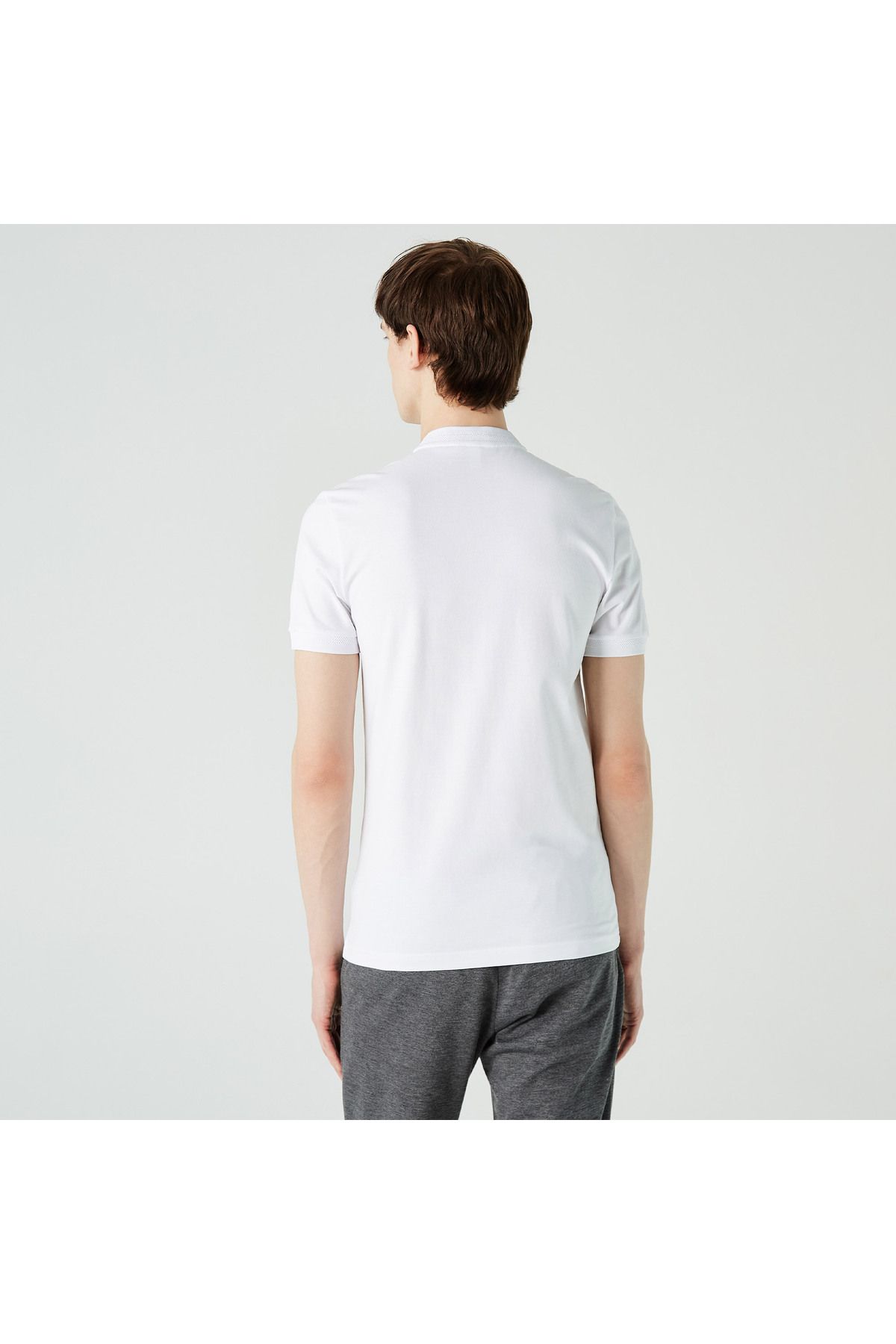 تی شرت یقه پولو سفید مردانه قاضی Slim Fit Judge Yaka Polo Lacoste