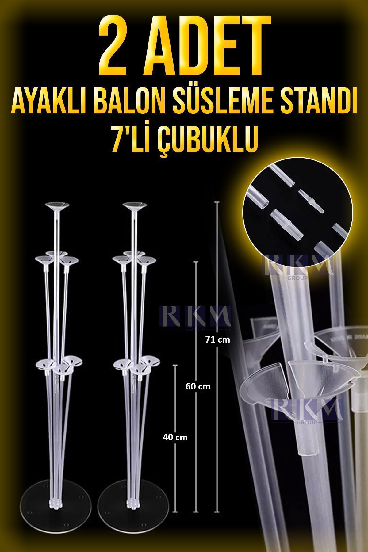 Parti Atölyesi 2 Adet Balon Süsleme Standı 7'li Çubuklu Ikili Set Ayaklı Balon Standı