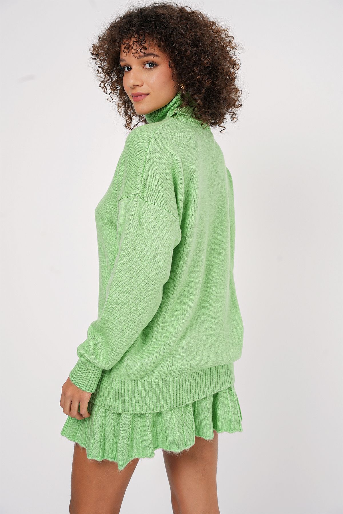Bigdart-15891 E.Green Strickpullover- und Rock-Set 7