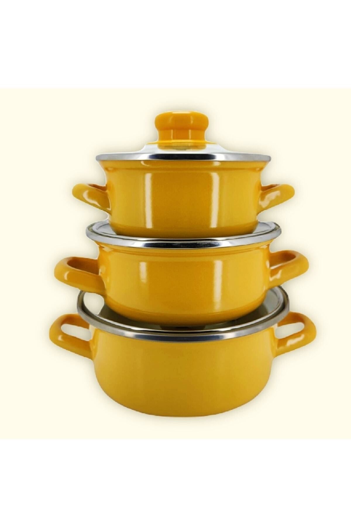 qussine-Enameled Mini Cookware Set - 6 Pieces Yellow Storage Container 4