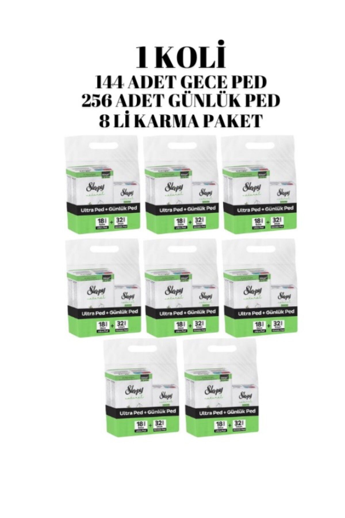 Sleepy 1 KOLİ - SLEEPY-Natural Mega Ped Gece 18li + Günlük Ped 32li x 8 PAKET