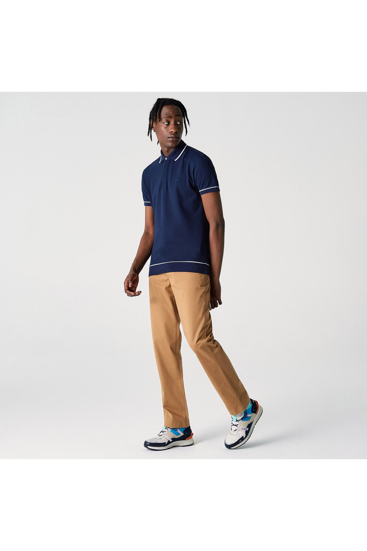 تی شرت یقه پولو آبی مردانه چوگان مناسب و Lacoste