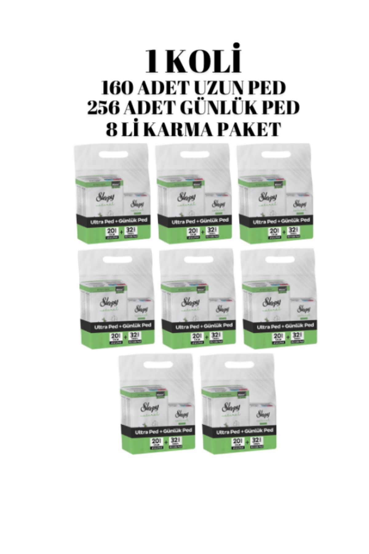 Sleepy 1 KOLİ - SLEEPY-Natural Mega Ped Uzun 20 li + Günlük Ped 32 li x 8 PAKET